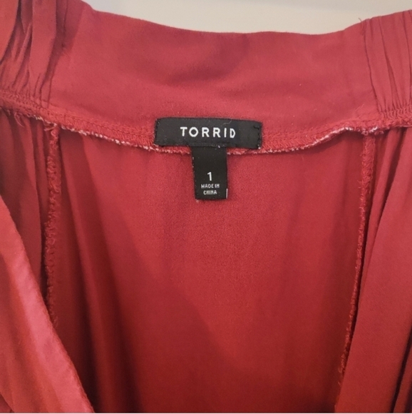 Torrid Burgundy Red Challis Button Front Midi Skirt Women's 1X Plus Size EUC - Picture 9 of 11